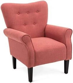 BELLEZE Modern Accent Chair Armchair For Living Room Or Bedroom With Wooden Legs, High Back Rest, Padded Armrest, And Comfortable Cushioned Seat - Allston (Pink) -Safavieh Furnitue Shop 41aOdycWGKL. AC