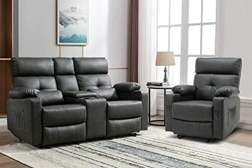 Consofa Power Reclining Loveseat, Recliner Loveseat With Center Console, Reclining Loveseat With Heat And Massage, Double Recliner Loveseat With Cup Holders, Lumbar Support For Living Room 7 Consofa Power Reclining Loveseat, Recliner Loveseat With Center Console, Reclining Loveseat With Heat And Massage, Double Recliner Loveseat With Cup Holders, Lumbar Support For Living Room - Image 7