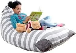 XL Stuffed Animal Storage Bean Bag Chair By Mylola | Premium Quality Cotton Canvas Cover | Kids Soft Toy Organizer Fits 200L | Makes Comfy Lounger -Safavieh Furnitue Shop 41b1DBfiz9L. AC