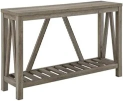 Walker Edison Modern Farmhouse Accent Entryway / Living Room End Table, 52 Inch, Color-Marble And Walnut -Safavieh Furnitue Shop 41b9ISxwtcL. AC