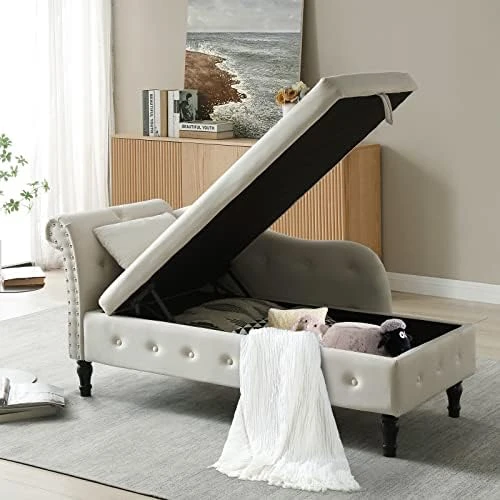 Velvet Chaise Lounge Indoor Chair With Pillow, Button Tufted Right Arm Facing Lounge Chair Bed With Nailhead Trim And Turned Legs, Modern Sleeper Sofa Couch For Living Room Bedroom Office (Rose) 4 Velvet Chaise Lounge Indoor Chair With Pillow, Button Tufted Right Arm Facing Lounge Chair Bed With Nailhead Trim And Turned Legs, Modern Sleeper Sofa Couch For Living Room Bedroom Office (Rose) - Image 4