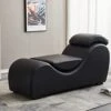 TALEWEO Yoga, Stretching, Relaxation Modern Faux Leather Living Room Curved Chaise Lounge, Large, Black