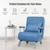 Giantex Convertible Sofa Bed Sleeper Chair, 5 Position Adjustable Backrest, Folding Arm Chair Sleeper W/Pillow, Upholstered Seat, Leisure Chaise Lounge Couch For Home Office (Blue)