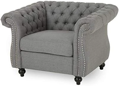 Christopher Knight Home 310365 Living Room Chairs, Dark Gray + Dark Brown 5 Christopher Knight Home 310365 Living Room Chairs, Dark Gray + Dark Brown - Image 5