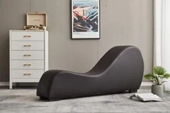 Kingway Yoga, Stretching, Relaxation Modern Faux Leather Living Room Curved Chaise Lounge, Regular, Black -Safavieh Furnitue Shop 41biS6LhwL. AC