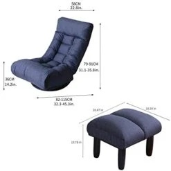 DEPOINTER Chaise Lounge Sofa, 360-Degree Swivel Chair Floor Gaming Chair Lazy Sofa, 3 Adjustable Positions, Foldable Recliner Sofa With Comfortable Backrest And Footrest For Home Office, Navy Blue 10 DEPOINTER Chaise Lounge Sofa, 360-Degree Swivel Chair Floor Gaming Chair Lazy Sofa, 3 Adjustable Positions, Foldable Recliner Sofa With Comfortable Backrest And Footrest For Home Office, Navy Blue -Safavieh Furnitue Shop 41bwgVbP52L