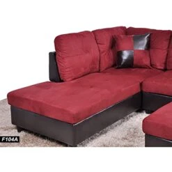 A Ainehome L Shape Sectional Sofa 104" Wide Living Room Furniture Set Microfiber Couch 3-Seat Sofa With Chaise Lounge And Storage Ottoman For Home Decor Apartment Office (Left Hand Facing, Red) -Safavieh Furnitue Shop 41c5ayl7ncL