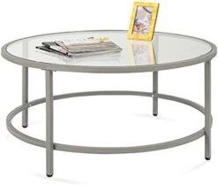 Best Choice Products 36in Modern Round Tempered Glass Accent Side Coffee Table For Living Room, Dining Room, Tea, Home Décor W/Metal Frame, Non-Marring Foot Caps - Black -Safavieh Furnitue Shop 41cDtQ0fxTL. AC