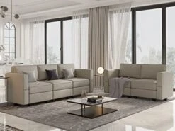 Belffin Sofa And Loveseat Set 2 Piece Furniture Sofa Set For Living Room Modular Sofa Couch Set With Storage Seats Grey