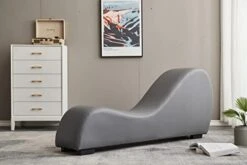 Kingway Yoga, Stretching, Relaxation Modern Faux Leather Living Room Curved Chaise Lounge, Regular, Black -Safavieh Furnitue Shop 41cOjSFiF7L. AC