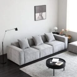 Acanva Luxury Modular Sectional Living Room Sofa Set, Modern Minimalist Style Couch With Ottoman And Chaise, L-Shape, Grey -Safavieh Furnitue Shop 41cQvXB7gVL