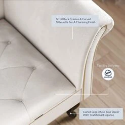 BELLEZE Modern Tufted Velvet Chaise Lounge With Storage, Elegant Victorian Vintage Style Upholstered Couch For Bedroom Or Living Room - Memphis (Beige) -Safavieh Furnitue Shop 41cvLRAam6L