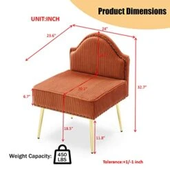 Homtique Velvet Loveseat & Accent Chair 3 Piece Set, Modern Upholstered Living Room Furniture Set, Armless Loveseat Settee With Gold Metal Legs, For Small Space, Bedroom, Apartment, Orange 17 Homtique Velvet Loveseat & Accent Chair 3 Piece Set, Modern Upholstered Living Room Furniture Set, Armless Loveseat Settee With Gold Metal Legs, For Small Space, Bedroom, Apartment, Orange -Safavieh Furnitue Shop 41d2x5LNUXL