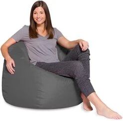 Posh Beanbags Bean Bag Chair, Large-38in, Solid Orange -Safavieh Furnitue Shop 41d8KzUr4IL. AC