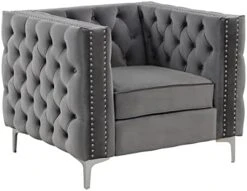 Morden Fort Living Room Furniture Modern 2 Pieces Of Chair And Loveseat Couch Set With Dutch Velvet, Iron Legs - Beige -Safavieh Furnitue Shop 41dJHAcQcHL. AC