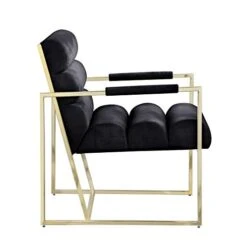 Morden Fort Italian Light Luxury Lounge Chair, Contemporary Velvet Upholstered Lounge Armchair With Bright-Colored Cushions, For Living Room, Bedroom, Dinning, Office, Black -Safavieh Furnitue Shop 41dKUniE9bL