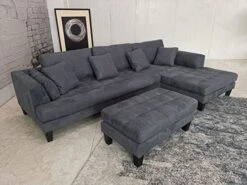 Stendmar 3pc 120" New Modern Dark Grey Microfiber Sectional Sofa Chaise Ottoman Set S168RDG -Safavieh Furnitue Shop 41dn7HG9gZL
