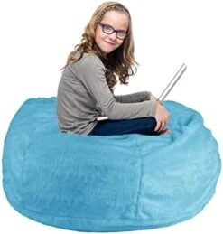SOXOCE Bean Bag Cover, 6ft, PV Velvet Brown RoundBean Bag Chairs (No Filler) - Comfy Big Bean Bag Chair Covers For Kids, Teens, & Adults - Cover ONLY -Safavieh Furnitue Shop 41e1tPpUwyL. AC