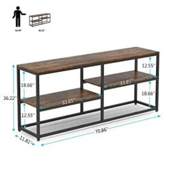 Tirbesigns 70.9 Inch Extra Long Sofa Table With Storage Shelves, Industrial Narrow Console Table Behind Sofa Couch, Entryway Hallway Table TV Stand For Living Room -Safavieh Furnitue Shop 41eQk8QZeLS