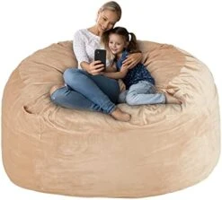 HABUTWAY Bean Bag Chair: Giant 4' Memory Foam Furniture Bean Bag Chairs For Adults With Microfiber Cover - 4Ft, Grey -Safavieh Furnitue Shop 41emTH237KL. AC