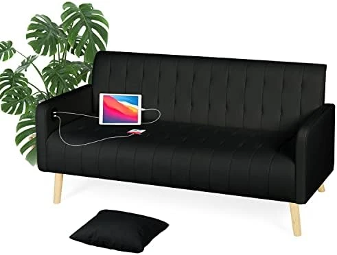 TYBOATLE Modern Living Room Sectional Sofa Sets 2 Piece, 65” W Tufted Mid-Century Loveseat Couch W/ 2 USB Charging Ports And Comfy Accent Arm Chairs For Small Space, Apartment, Office (Dark Grey) 5 TYBOATLE Modern Living Room Sectional Sofa Sets 2 Piece, 65” W Tufted Mid-Century Loveseat Couch W/ 2 USB Charging Ports And Comfy Accent Arm Chairs For Small Space, Apartment, Office (Dark Grey) - Image 5