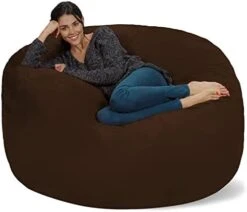 Chill Sack Bean Bag Chair: Giant 5' Memory Foam Furniture Bean Bag - Big Sofa With Soft Micro Fiber Cover - Dark Gray -Safavieh Furnitue Shop 41enYYcyjL. AC