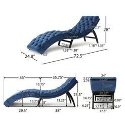 Christopher Knight Home Garret Velvet Chaise Lounge, Cobalt Grey / Dark Brown -Safavieh Furnitue Shop 41equDGBezL