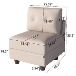 LLappuil Modular Sofa Middle Module With Storage For Customizable Sectional Couch, Accent Armless Chair, Waterproof, Anti-Scratch And Antistatic Fabric Sectional, Brown -Safavieh Furnitue Shop 41etHqMo9PL