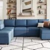 LINSY HOME Modular Sectional Sofa, U Shape Oversized Sofa Couch With Storage, Memory Foam, Modular Sectionals With Ottomans, 7 Seat Living Room Furniture Sofa Sets With Chaise, Blue