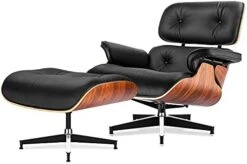 Mid Century Chaise Lounge Chair With Ottoman, 100% Full Grain Leather, Walnut, Modern Accent Chair Classic Design, Heavy Duty Base Support For Bedroom Indoor Set -Safavieh Furnitue Shop 41f8FUUET3S. AC