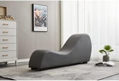 Kingway Furniture Kolar Faux Leather Yoga Chaise Lounge Chair, Relaxation, Streching, In Black -Safavieh Furnitue Shop 41fCltuhPdL. AC