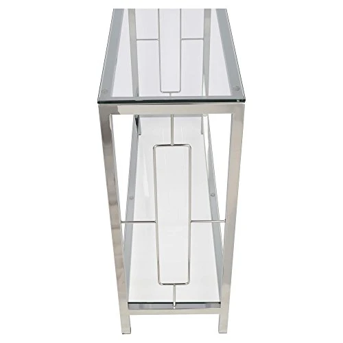 Chrome Metal Glass Accent Console Sofa Table With Shelf 3 Chrome Metal Glass Accent Console Sofa Table With Shelf - Image 3