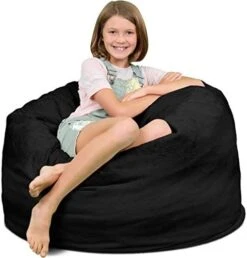 ULTIMATE SACK 3000 (3 Ft.) Bean Bag Chair: Giant Foam-Filled Furniture - Machine Washable Covers, Durable Inner Liner, 100% Virgin Foam. Comfy Bean Bag Chair. (Electric Blue, Suede) -Safavieh Furnitue Shop 41fiYqxHuhL. AC