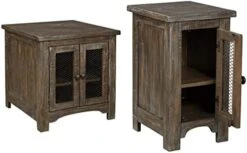 Signature Design By Ashley Wystfield Farmhouse End Table With Storage, Distressed White & Brown Finish -Safavieh Furnitue Shop 41fpYEnTr9L. AC