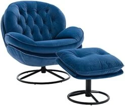 LoLado Velvet Chaise Lounge Indoor Cozy Oversized Swivel Reading Chair With Footrest, Yellow -Safavieh Furnitue Shop 41g39O0rzOS. AC