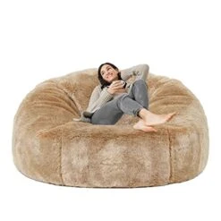Taotique Giant Bean Bag Chair Cover(Cover Only, No Filler) Soft Faux RH Fur Sofa Bed Cover Washable Bean Bag Couch Cover For Adult And Kids With Liner