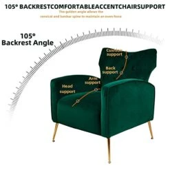 Sucrever Green Accent Chairs Set Of 2 With Armrests/Pillow, Upholstered Wingback Chair, Comfy Tufted Easy Stylish Velvet Accent Chair Set Of 2 For Bedroom Living Room Club And Fireplace -Safavieh Furnitue Shop 41gGQjIoGYL