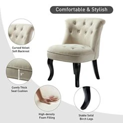 TINA'S HOME Tan Upholstered Velvet Small Chair Tufted Armless Accent Chair With Black Birch Wood Legs 17 TINA'S HOME Tan Upholstered Velvet Small Chair Tufted Armless Accent Chair With Black Birch Wood Legs -Safavieh Furnitue Shop 41gTrfeSgIL