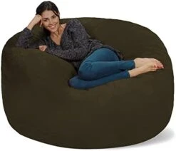 Chill Sack Bean Bag Chair: Giant 5' Memory Foam Furniture Bean Bag - Big Sofa With Soft Micro Fiber Cover - Dark Gray -Safavieh Furnitue Shop 41gfVRRsdwL. AC