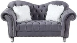 Morden Fort Velvet Chesterfield Chair, 45" W Classic Upholstery Armchair, Tufted Accent Chairs For Living Room Furniture, Beige -Safavieh Furnitue Shop 41glqd3wDS. AC