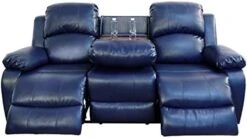 A Ainehome Sectional Recliner Sofa Set Bonded Leather 3 PCS Motion Sofa Loveseat Recliner Couch Manual Reclining Chair With Drop Down Table & Central Console For Living Room (Ginger,3 Piece Set) -Safavieh Furnitue Shop 41grIt35feL. AC