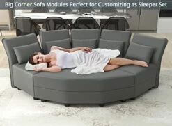 LLappuil Oversized Modular Sofa U Shape Sectional Sofa Set With Storage, Large Corner Sleeper Couch With Reversible Chaise, Faux Leather Fabric Waterproof Sofa, Dark Grey -Safavieh Furnitue Shop 41gspKRN87L