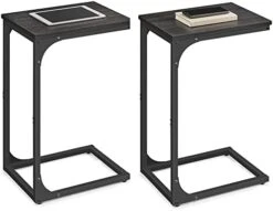 VASAGLE C-Shaped End Table, Small Side Table For Couch, Sofa Table With Metal Frame For Living Room, Bedroom, Bedside, Rustic Brown And Black -Safavieh Furnitue Shop 41gu3pxT7L. AC
