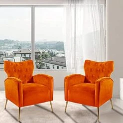 Sucrever Green Accent Chairs Set Of 2 With Armrests/Pillow, Upholstered Wingback Chair, Comfy Tufted Easy Stylish Velvet Accent Chair Set Of 2 For Bedroom Living Room Club And Fireplace -Safavieh Furnitue Shop 41gzpY6KozL. AC