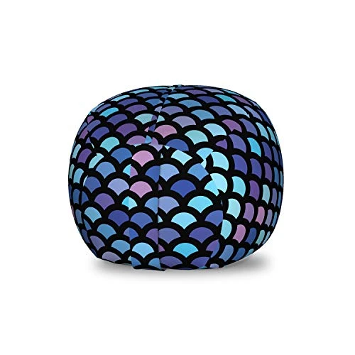 Lunarable Mermaid Scale Storage Toy Bag Chair, Continuous Japanese Circular Pattern Overlap Rounds In Aqua Color Palette, Stuffed Animal Organizer Washable Bag, Small Size, Blue Purple 1 Lunarable Mermaid Scale Storage Toy Bag Chair, Continuous Japanese Circular Pattern Overlap Rounds In Aqua Color Palette, Stuffed Animal Organizer Washable Bag, Small Size, Blue Purple