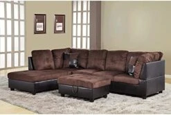 A Ainehome L Shape Sectional Sofa 104" Wide Living Room Furniture Set Microfiber Couch 3-Seat Sofa With Chaise Lounge And Storage Ottoman For Home Decor Apartment Office (Left Hand Facing, Red) -Safavieh Furnitue Shop 41hGPQecnLL. AC