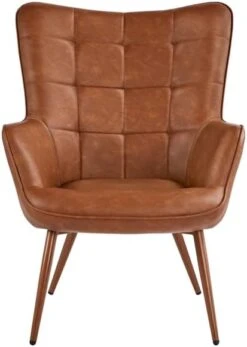 Yaheetech Faux Leather Chair Upholstered Living Room Chairs Accent Armchair With Tapered Legs Tufted Sofa Chairs For Home Office/Dining Room/Bedroom Brown, Set Of 2 -Safavieh Furnitue Shop 41hO42m6A2L. AC