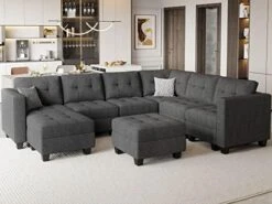 Belffin Modular Sectional Sofa Set With Ottomans Oversized U Shaped Sofa Set With Storage Seat Modular Sofa Couch With Reversible Chaises Modern Fabric Dark Grey -Safavieh Furnitue Shop 41hRw ZBZL. AC