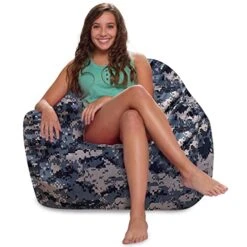Posh Creations Structured Comfy Bean Bag Chair For Gaming, Reading And Watching TV, Malibu Lounge, Nylon - Camo Digital -Safavieh Furnitue Shop 41hnAljAmTL