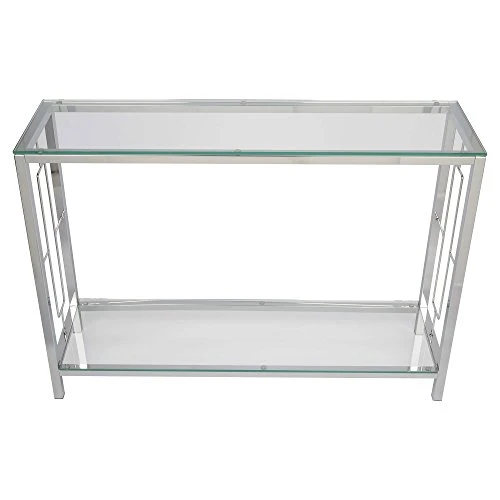 Chrome Metal Glass Accent Console Sofa Table With Shelf 2 Chrome Metal Glass Accent Console Sofa Table With Shelf - Image 2